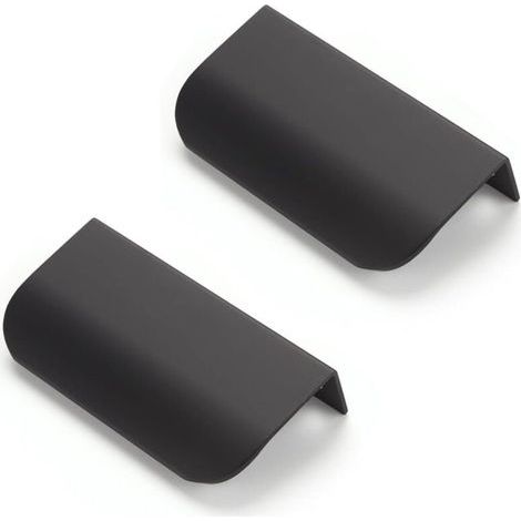 Set di 6 maniglie nere per mobili da cucina, maniglia invisibile, lunghezza 80 mm, interasse fori 64 mm. (1/5)