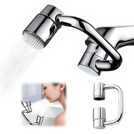 Embout Robinet Pivotant 1080°, Multifonctionnel Mousseur Robinet, Aérateur de Robinet économiseur D'eau, Robinet d'Extension Avec 2 Modes de Pulvérisation (1 PCS) (1/5)