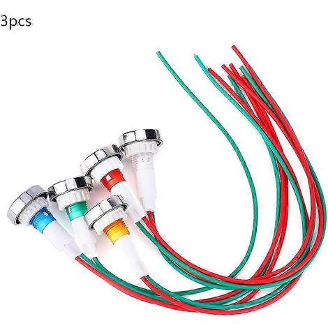 Packung mit 15 12V DC 10mm LED-Anzeigeleuchten mit Kabel, Signalleuchten für Schalttafeln (1/3)