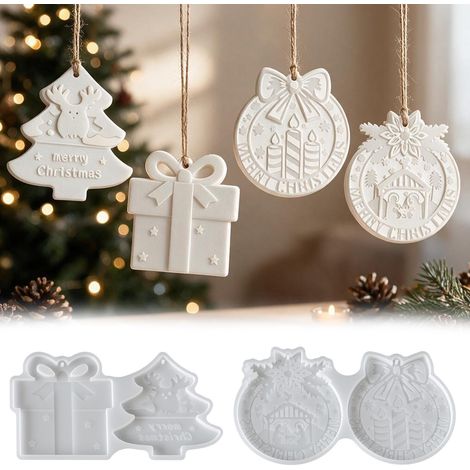 Lot de 4 Moules en Silicone de Noël, Formes pour Plâtre et Résine Époxy (1/5)