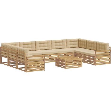 Set di divani da esterno 10 pz 9-Posti Bianco e Beige vidaXL (1/5)