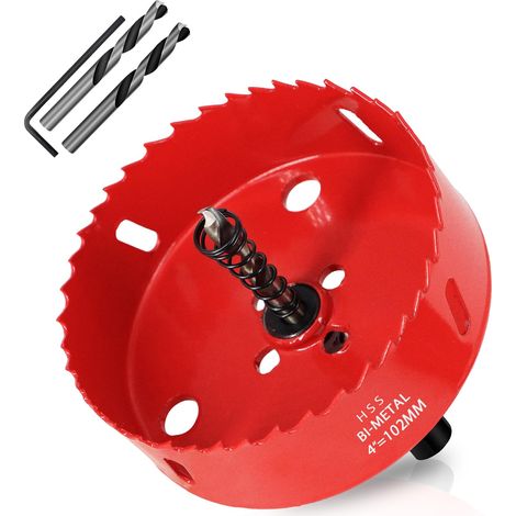 Scie Cloche Bi-métal 102 mm, M42 HSS Bimétallique Scie Trèpan, avec Adaptateur de Tige Triangulaire et Foret de Centrage, pour le Bois, Métal Mou, Plastique, Verre, Carrelage, Céramique (1/5)