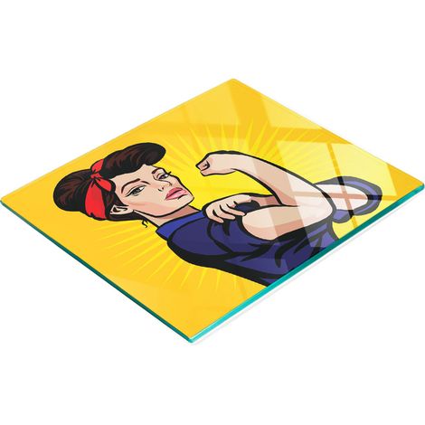 Tablero de vidrio decorativo multifuncional para cocina, dise帽o de ni帽a, 60x52 cm
