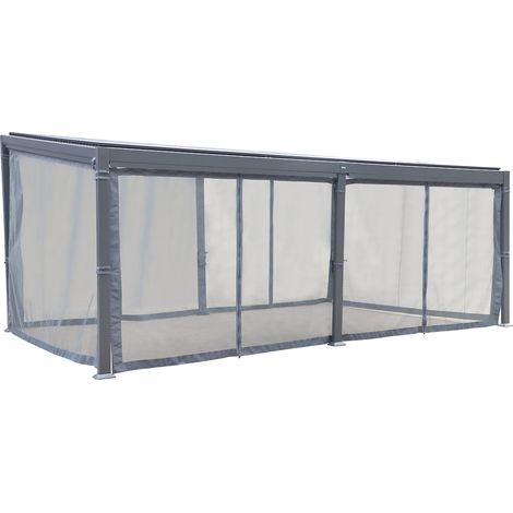 Hesperide – Moustiquaire pour pergola bioclimatique 6 x 3,5m – Polyester léger 35 g/m² – Installation facile avec bandes auto-agrippantes