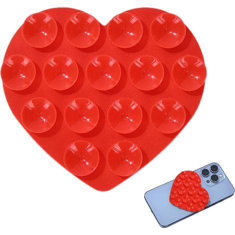 Support de téléphone à ventouse en forme de cœur - Support adhésif double face en silicone pour téléphone portable (1/5)