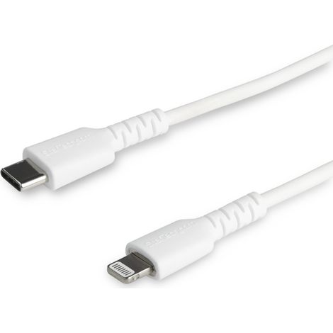 StarTech.com Cavo durevole da USB-C a Lightning da 1m bianco - Cavo di alimentazione/sincronizzazione in Fibra aramidica robusta per impieghi intensivi da USB tipo C a Lightening - Certificato Apple M (1/4)