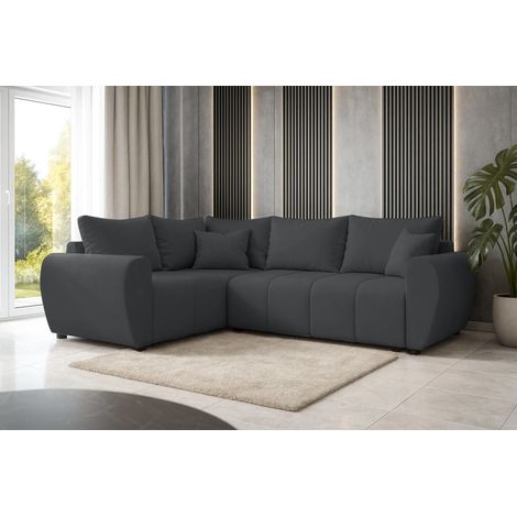AX LIVING Malatya L Ecksofa mit Schlaffunktion Sofa Dunkelgrau 235cm L