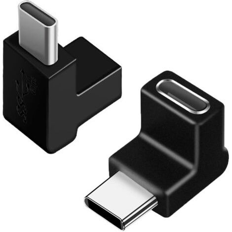 Adaptateur USB C 90 Degrés Angle Droit (Lot de 2), Adaptateur Coudé OTG USB-C 3.1 Femelle à Mâle Compatible avec MacBook Pro, Samsung Galaxy, Téléphones Type-C et Plus (1/5)