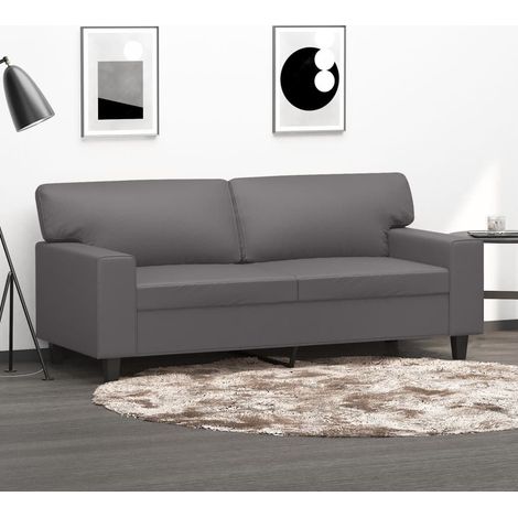 vidaXL Divano a 2 Posti Grigio 140 cm in Similpelle
