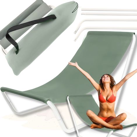 Faltbare Garten- und Strandliege, leichte Tasche zum Sonnenbaden am Pool, khaki