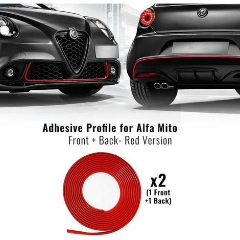 Profilo Adesivo per Dam Paraurti Alfa Mito con Biadesivo 3M APT - Colore: ROSSO - Confezione: FULL