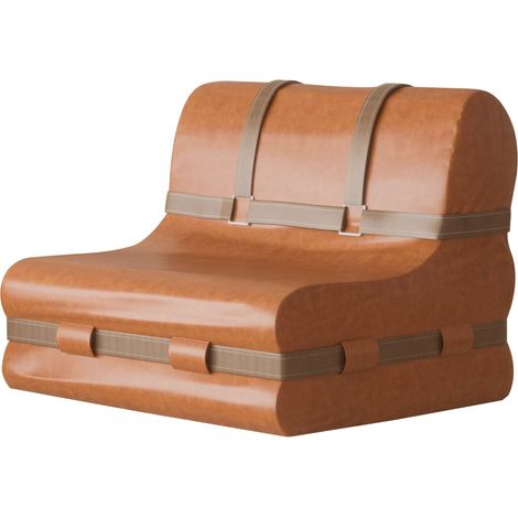 Pouf fauteuil en cuir rétro – Rembourrage en éponge haute qualité – Housse résistante à l'eau et aux taches – Pour intérieur moderne – Vercart (1/5)