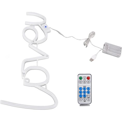 LOVEU Néon LED 18 touches, 8 modes, minuterie, télécommande, USB, décoration intérieure, 300 lm, blanc chaud + lumière bleue (1/5)
