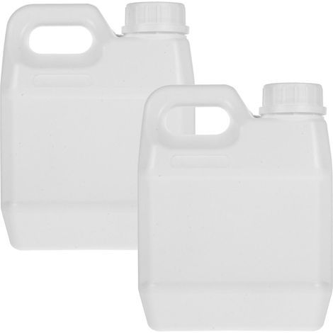 Set aus 2 x 1-Liter-Flüssigkeitsbehältern (Öl, Fett etc.) mit Deckel, ideal für Camping oder Chemikalien. – 17,80 x 14,00 x 7,10 cm – Weiß (1/4)