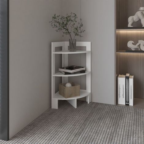 Riga Tabouret en mélamine avec 3 étagères , blanc , 80.6 cm X 38.8 cm X 38.8 cm (1/5)
