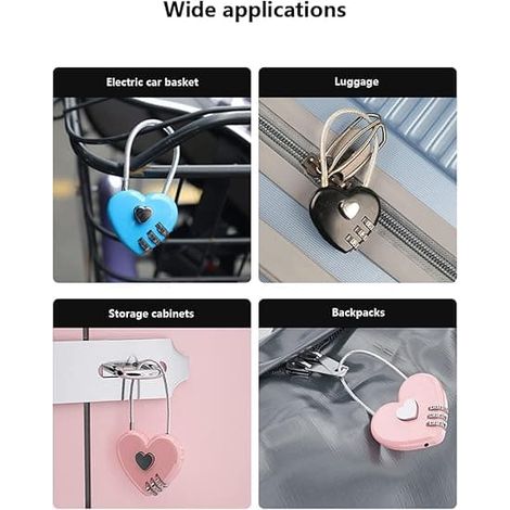 Röda hjärtformade dörrhandtag avec stänger 3-siffrigt combinaisonslås 2-pack [D]