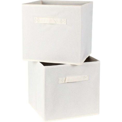 Weiße Aufbewahrungsbox aus Vliesstoff, 27 x 27 x 28 cm – 2er-Set (1/4)