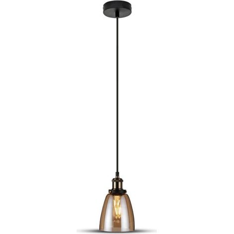 V-TAC Lampadario LED Vintage in Vetro e Metallo con Portalampada E27 (Max 60W) Colore Ambrato (1/5)