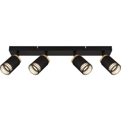 Deckenlampe Deckenleuchte Spotlampe verstellbar Wohnzimmerlampe schwarz gold, 4x GU10, LxBxH 53x12,5x15,5 cm