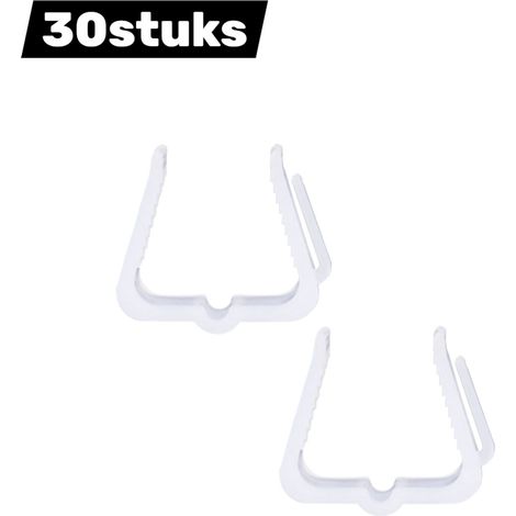 Lot de 30 crochets pour guirlandes lumineuses de Noël fixation en bord de toit pour éclairage festif balustrades étagères plafonds et luminaires d angle couleur blanche (1/5)