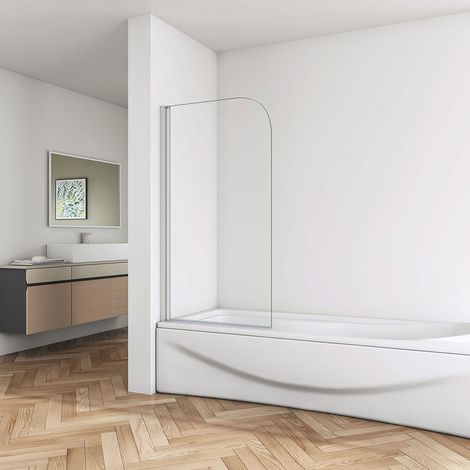 Acezanble 800mm Eletro off white Frame Single Pivot Shower Bath Screen 1400mm Height (1/4)