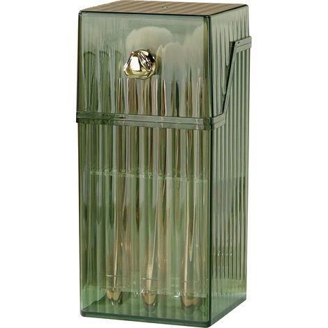 Trousse de rangement pour pinceaux cosmétiques, organisateur de maquillage de luxe, boîte de rangement pour maquillage, support pour crayon à sourcils, poudre et fard à joues, vert, taille unique (1/5)