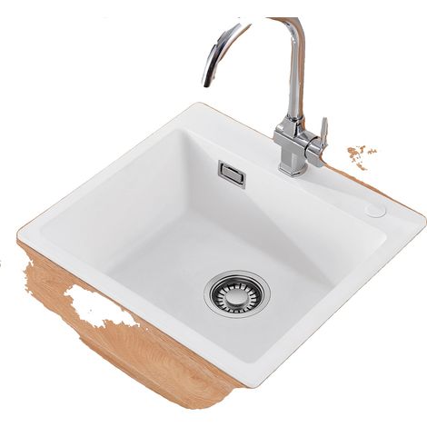 Küchenspüle, Einzelbecken, Verbundgranite, WEISS (1/5)