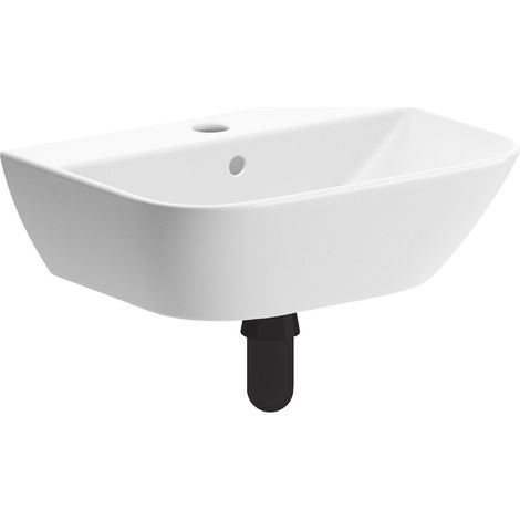 Signature Aztec Wall Hung Cloakroom Basin and Black Bottle Trap 450mm Wide - 1 Tap Hole (1/2)