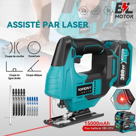Scie sauteuse Laser sans balais, ligne rouge, courbe électrique multifonction, tuyaux, outil de coupe du bois pour broche de batterie Makita 18V(Avec 2 batteries) (1/5)