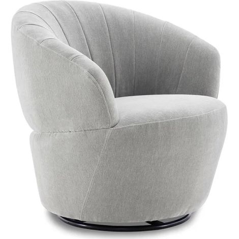 Fauteuil rond pivotant 360° tissu doux microfibre gris – COROLLA (1/5)