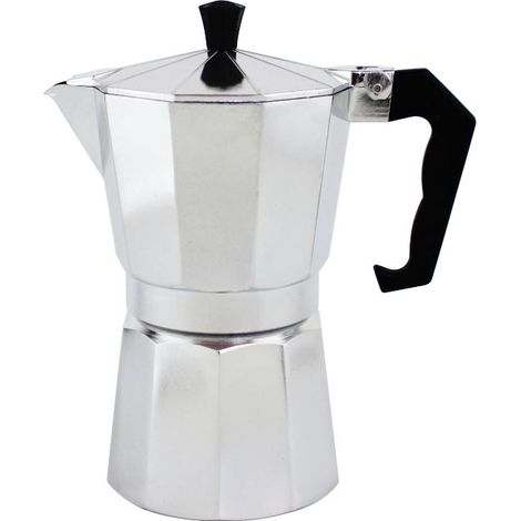 1 cafetière 6 tasses, aluminium, 300 ml, poignée anti-brûlure, pour maison et bureau (1/4)