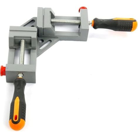 Right Angle Clamp, 90 Degree Angle Vise, Aluminum Alloy Welding Clamp with 2 Adjustable Handles, Woodworking Vise, Hand Tools - Black (1/5)