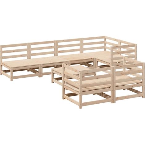 Maison Exclusive - Juego de sofás de jardín 8 pzas madera maciza (1/5)