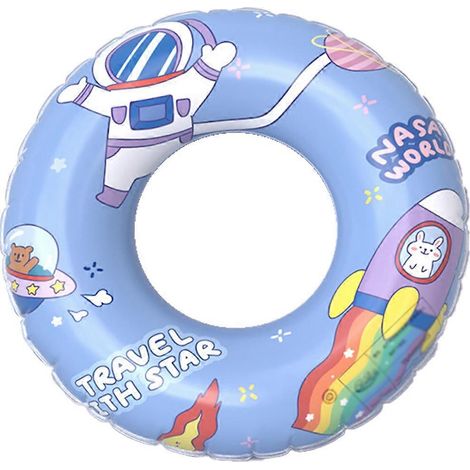 Bouée gonflable pour piscine avec imprimé de feuilles tropicales, taille 80, couleur bleue un accessoire flottant destiné aux activités aquatiques récréatives.-AquaForge (1/5)