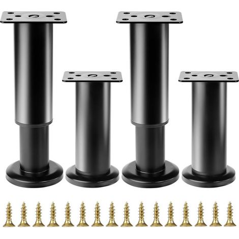 4 Pcs Pied de Meuble Reglable 1218 cm, Pied Meuble Reglable, Pieds de Table de Nivellement pour Meubles, Pieds de Meubles Réglables en Hauteur Noirs pour Chaises Lit Canapé Placard Armoires (1/5)