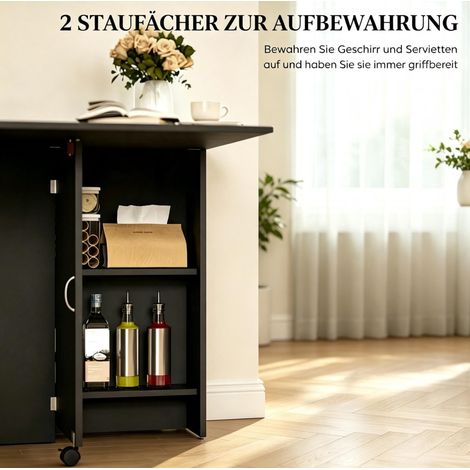 Mesa de comedor plegable 140x75x74 cm de aglomerado negro ahorra espacio – MEUBLIV (1/5)