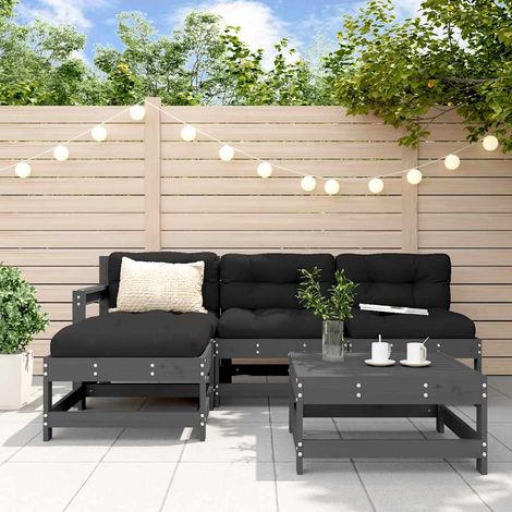5 pcs Salon de jardin avec coussins,Salon d'extérieur,Ensemble Meuble de Jardin gris bois massif DGBDF657970 (1/5)