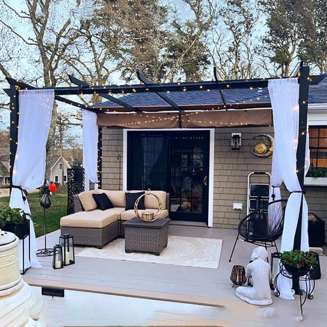PURPLE LEAF Einziehbare Außenpergola PURPLE LEAF mit Pergolaüberdachung aus Aluminium Terrassenüberdachung Sonnenblende Vordach für Hinterhofterrasse