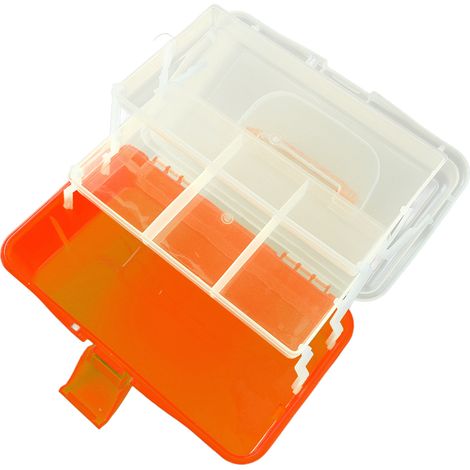 Boîte à outils pliable en plastique à trois compartiments avec poignée de transport, organisateur multifonctionnel adapté aux outils d'art, aux matériaux de loisirs créatifs et aux accessoires cosméti (1/5)