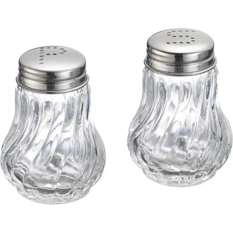 Salière et poivrière, lot de 2, contenance : env. 50 ml, verre/acier inoxydable, Berlin, argent/transparent (1/5)