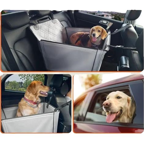 Asiento elevador impermeable para perros, apto para perros de hasta 22 kg, correa de seguridad con clip, material duradero, compatible con la mayoría de los modelos de coche. (1/5)