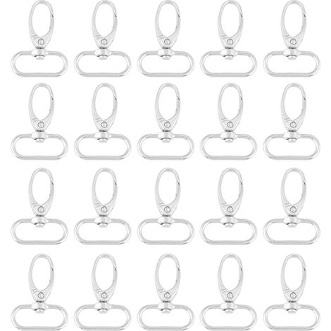 Fermoirs de sac en alliage de Zinc 20 pièces, clips à gâchette pivotants, porte-clés, crochets 25mm (1/5)