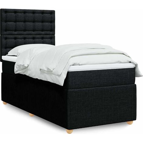 Boxspringbett mit Matratze Schwarz 80x200 cm Stoff