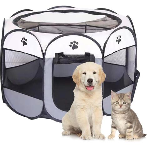 Clôture portable pour animaux de compagnie, clôture pour chiots, adaptée aux petits animaux (gris)