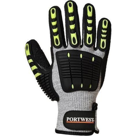 Gants Anti-Impact Anti-Coupure - EN 388 - Taille XXXL - Noir Gris (1/2)