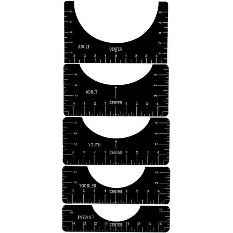 2024 Lot de 5 règles en PVC pour t-shirts, guide de centrage pour sublimation, outil d'alignement pour t-shirts avec tissu