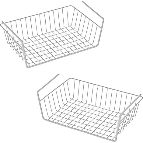 Unterregal Hängekorb aus Metall 40 x 26 cm 2er Set - weiß - Aufbewahrungskorb zum Einhängen an Regalböden - Drahtkorb Organizer Korb für Regal Schrank Küche Büro