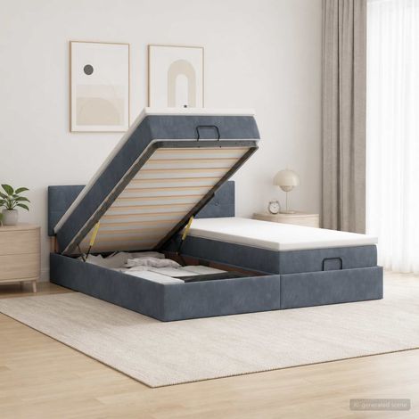 vidaXL Letto ottomano con materasso 2 pz Grigio Scuro Velluto (1/5)