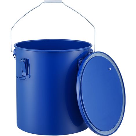 Mophorn 6 Gallonen Fetteimer für Fritteusen, Ölentsorgungsbehälter aus Kohlenstoffstahl mit Deckel und Verschlussklammern, Transportbehälter für heißes Speiseöl, rostfreie Beschichtung, blau (1/5)