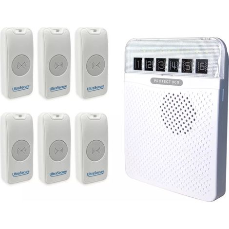 Système d'appel / sonnette sans fil 800 mètres urgence - 6 boutons autonomes IP56 & carillon 6 zones (PROTECT 800) (1/3)